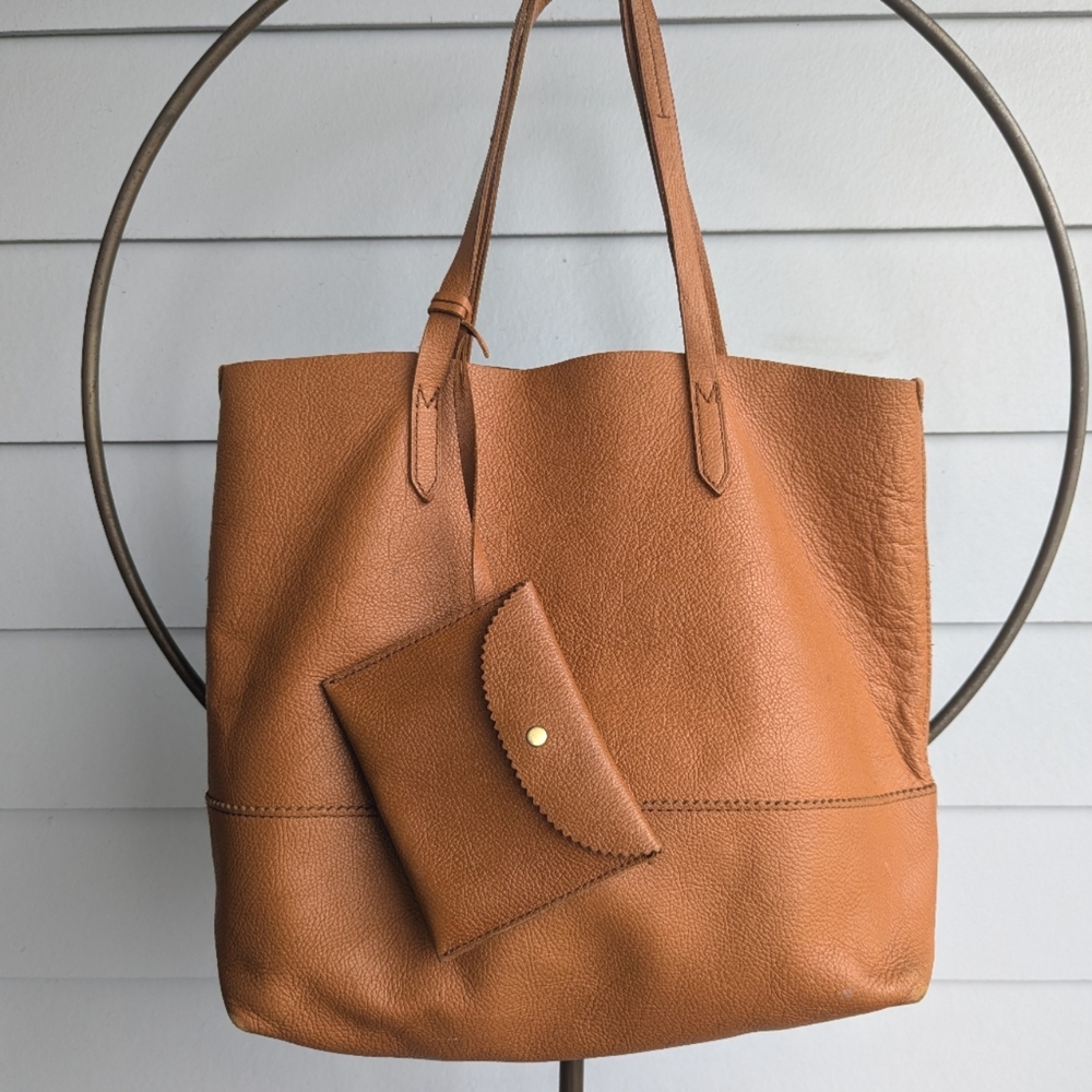 J Crew Cognac Brown Downing Leather oversized tote bag